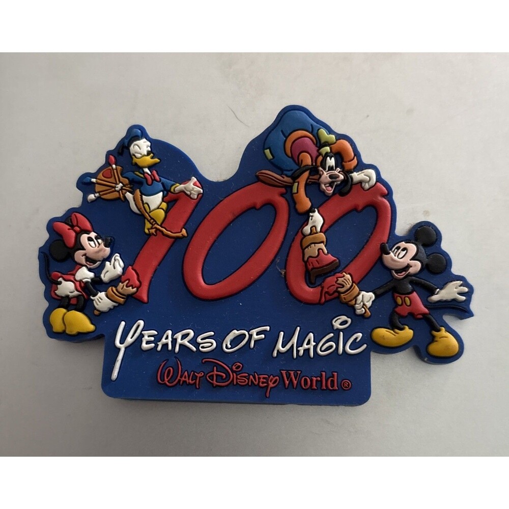 Walt Disney World Rubber Magnet 100 Years Of Magic Mickey Minnie Donald Goofy
